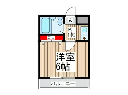 バチュラー浦和(1K/3階)の間取り写真
