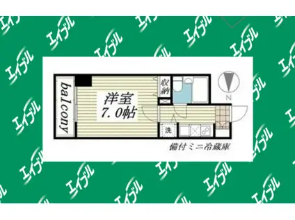 ライオンズマンション橦木(1K/7階)の間取り写真