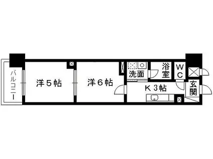 ラフィーネ到津学園通(1K/2階)の間取り写真