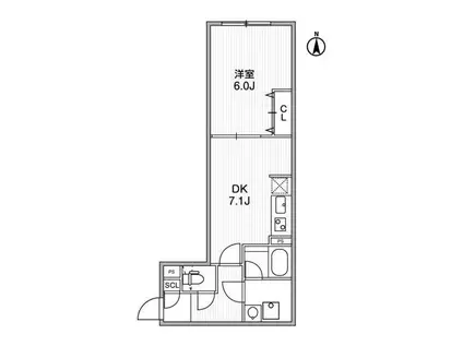 リーガランド神楽坂(1DK/2階)の間取り写真