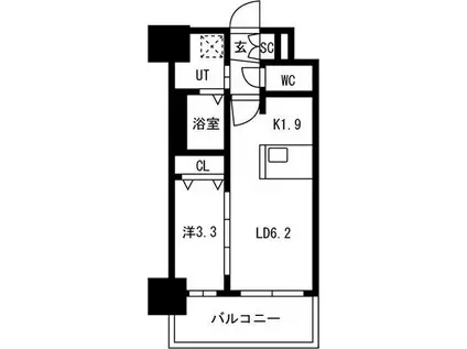 メイクスアート新栄III(1LDK/10階)の間取り写真