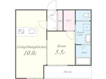 グランパシフィック長橋スクエア(1LDK/2階)の間取り写真
