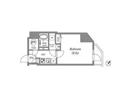 GRAN PASEO 新宿河田町 グランパセオ新宿河田町(1K/4階)の間取り写真