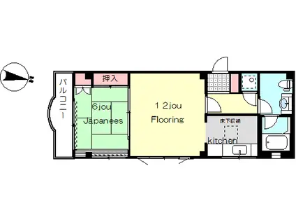 メゾングランデ桐山(1LDK/2階)の間取り写真