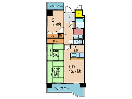 ファミーユ西梅田(2SLDK/10階)の間取り写真