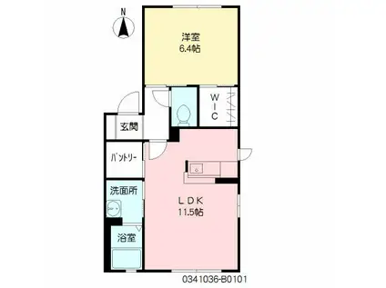 ヒルビレッジ B(1LDK/1階)の間取り写真