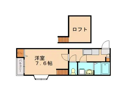 ベネフィスタウン吉塚3(1K/2階)の間取り写真