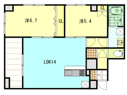 イーストゲート名掛丁(2LDK/3階)の間取り写真