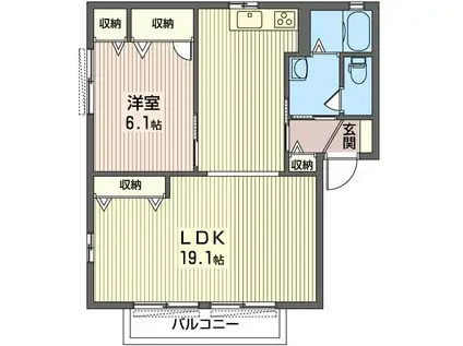 コーポリリーフD棟(1LDK/1階)の間取り写真
