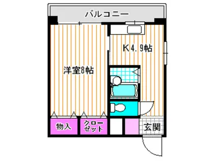 シャルマン21(1DK/2階)の間取り写真