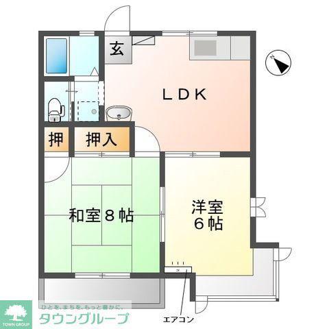 ヴィラ丘(2LDK/1階)の間取り写真