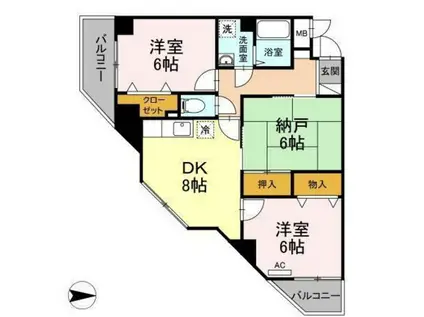 グランドール清水(2SDK/3階)の間取り写真