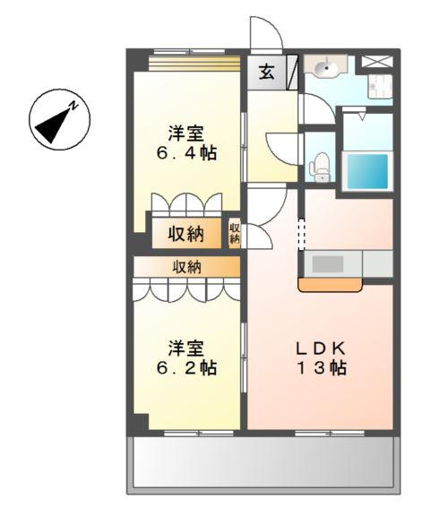 ハイツルミエール(2LDK/2階)の間取り写真
