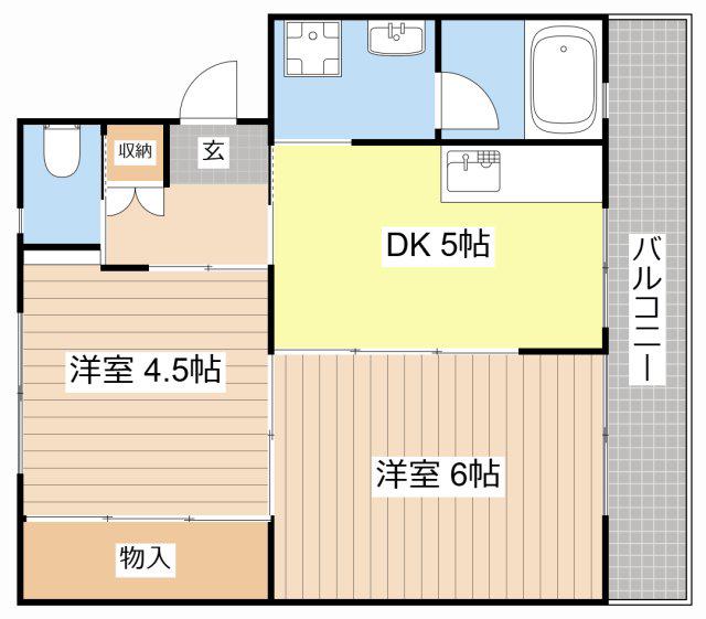 ビレッジハウス五個荘1号棟(2DK/1階)の間取り写真