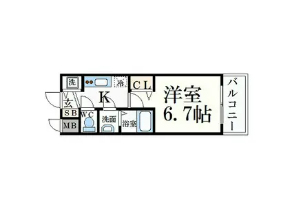 プレサンス丸の内流雅(1K/5階)の間取り写真