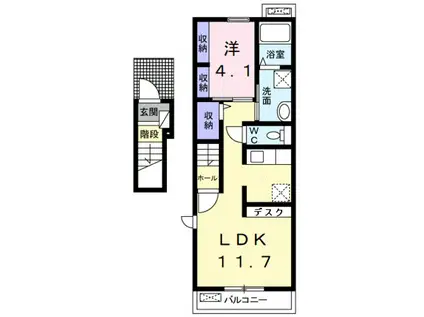 ラ・ルーチェ(1LDK/2階)の間取り写真