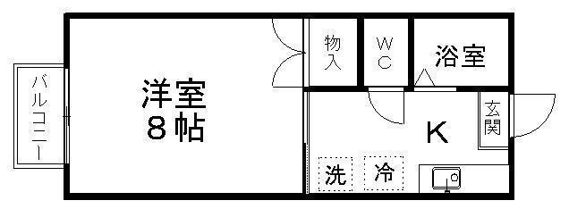 セジュール萩野町(1K/2階)の間取り写真