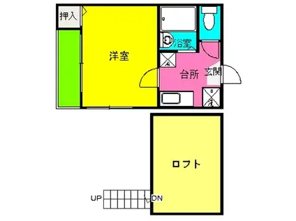 ロカテール竹下(1K/2階)の間取り写真