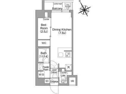 コンフォリア・リヴ平井MUTIO(1DK/3階)の間取り写真