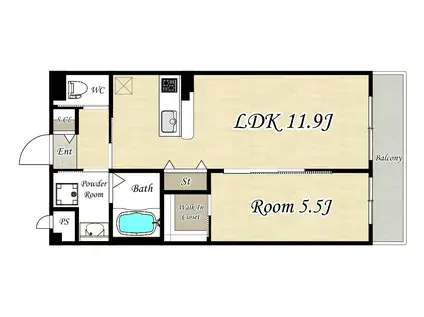 S TERRACE (1LDK/2階)の間取り写真