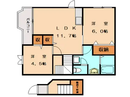 CITYCORT(2LDK/2階)の間取り写真