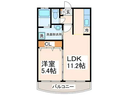 グランディールI(1LDK/1階)の間取り写真