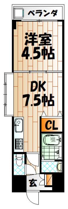 リッツ霧ヶ丘(1DK/5階)の間取り写真