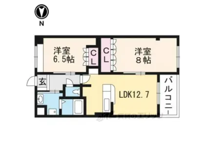 ヒルジアスⅡ(2LDK/3階)の間取り写真