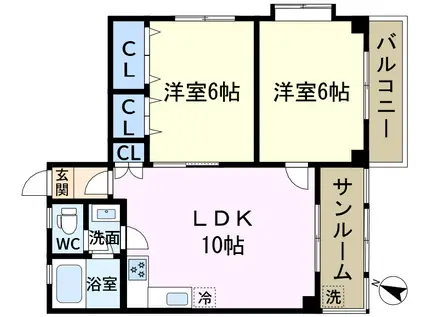 プランドールM(2LDK/3階)の間取り写真