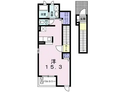 カーサ・フェビアン(ワンルーム/2階)の間取り写真