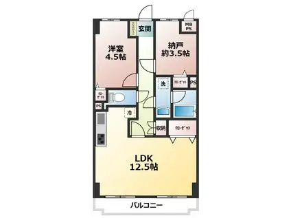 ライオンズマンション川越南台(1SLDK/2階)の間取り写真