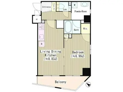 アクアアンビシャス八丁堀(1LDK/10階)の間取り写真