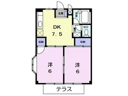 コーポラスなつめ(2DK/1階)の間取り写真