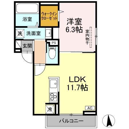 RESUA向中野 B棟(1LDK/3階)の間取り写真
