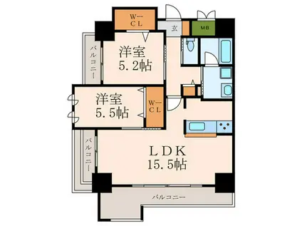 ラファエロ(2LDK/6階)の間取り写真