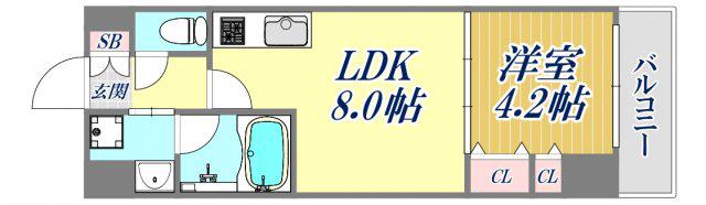 西宮北口プライマリーワン(1LDK/7階)の間取り写真
