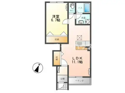 ディアハウス(1LDK/1階)の間取り写真