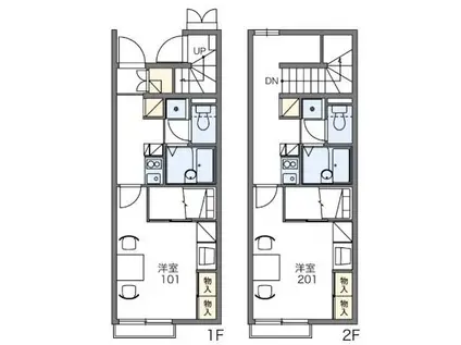 レオパレスセンターウエストII(1K/2階)の間取り写真