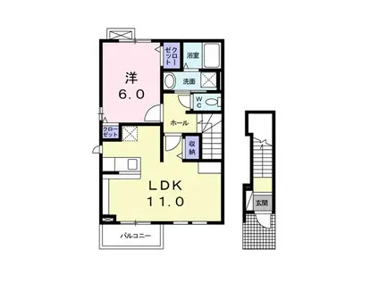 シック・シャンブル(1LDK/2階)の間取り写真