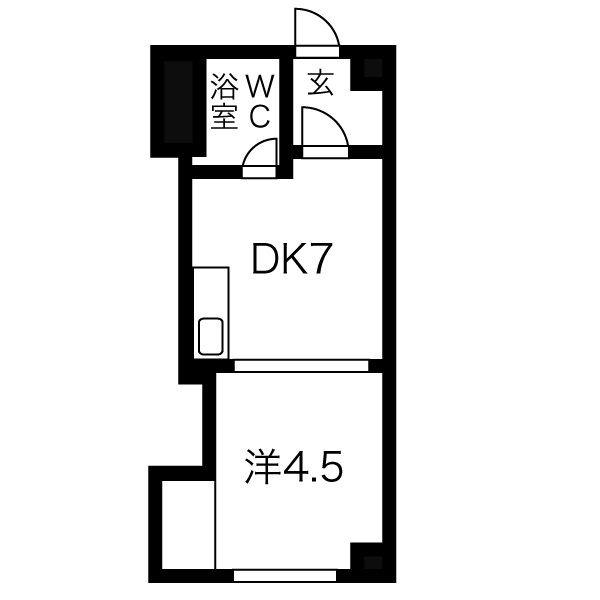 ロードサイド24(1DK/2階)の間取り写真