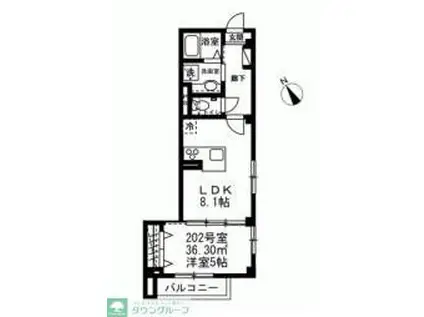 東京メトロ千代田線 千駄木駅 徒歩3分 4階建 築3年(1LDK/2階)の間取り写真