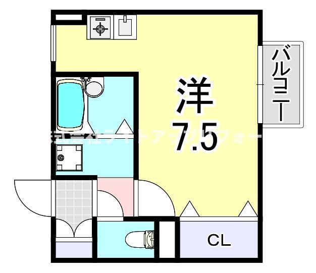 プランドール湊川(ワンルーム/1階)の間取り写真