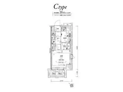 LEA横濱アヴニール(1K/2階)の間取り写真