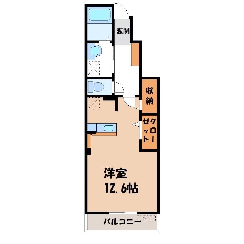 カーサ プラシードII(ワンルーム/1階)の間取り写真