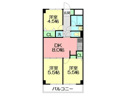 藤和平塚コープ(3DK/11階)の間取り写真