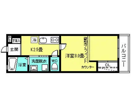 プレステージ吉野(1K/1階)の間取り写真