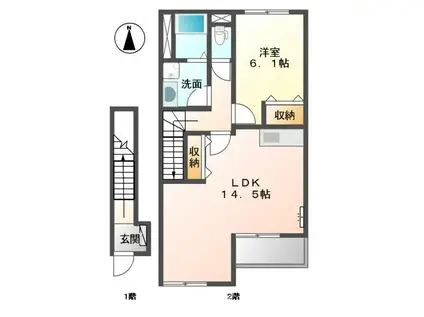 シケイン(1LDK/2階)の間取り写真