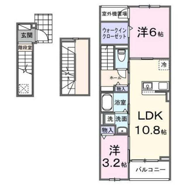 ヒカルサ西東京向台イースト(2LDK/3階)の間取り写真
