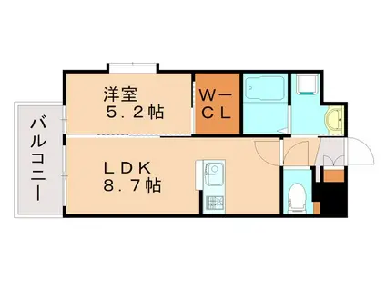 グレイス本町(1LDK/8階)の間取り写真