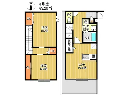 DUPLEST YM 大橋(2LDK/1階)の間取り写真